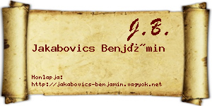 Jakabovics Benjámin névjegykártya